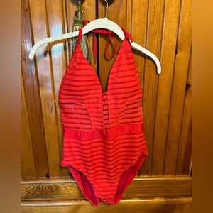 Orange size XL full body swimsuit halter style